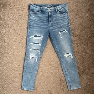 American Eagle Outfitters Blue Skinny Distressed Jeans